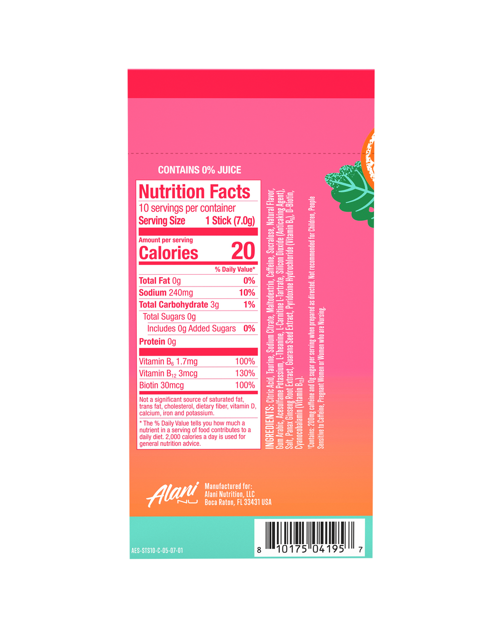 Alani Nu Energy Sticks - Strawberry Sunrise N4 - image 3
