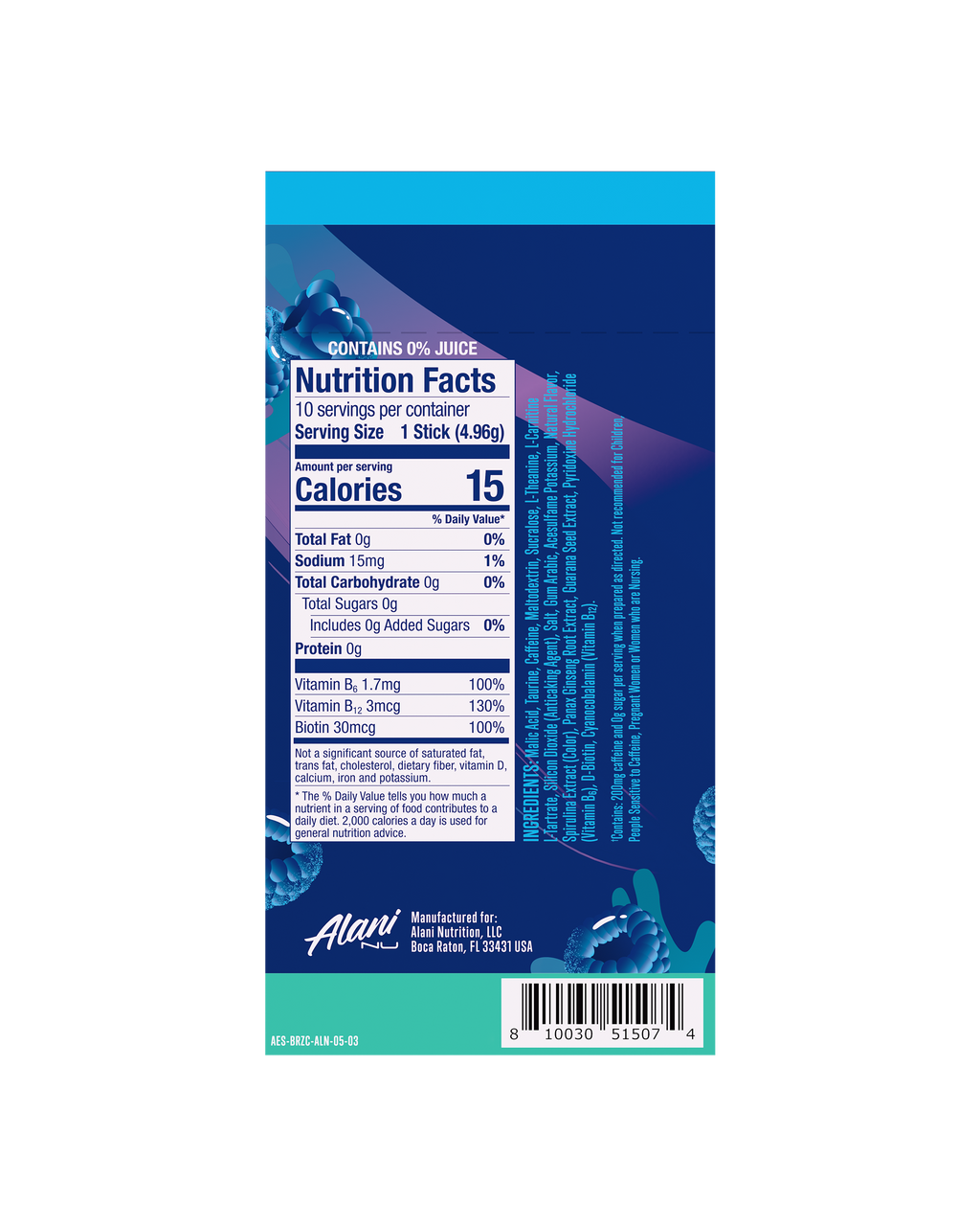 Alani Nu Energy Sticks - Breezeberry J8 - image 3