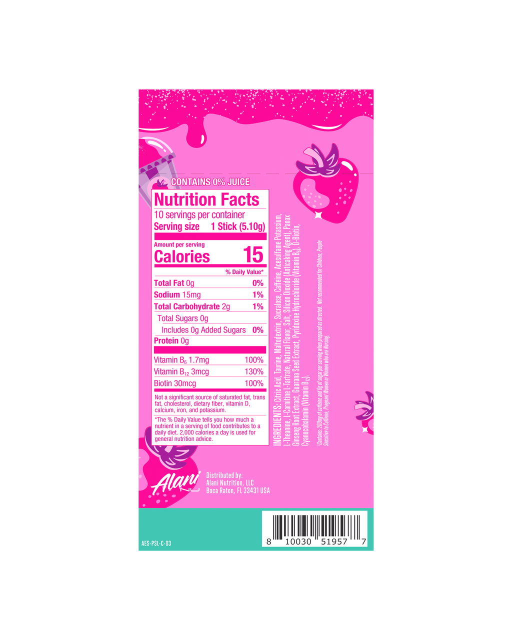 Alani Nu Energy Sticks - Pink Slush E7 - image 3